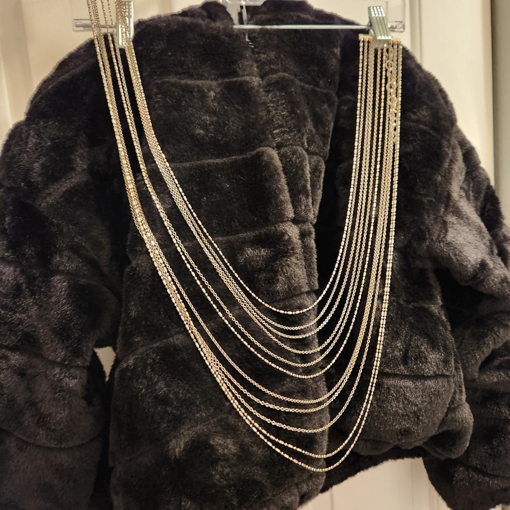 12 Strand Antique Gold Drop Necklace Chicos